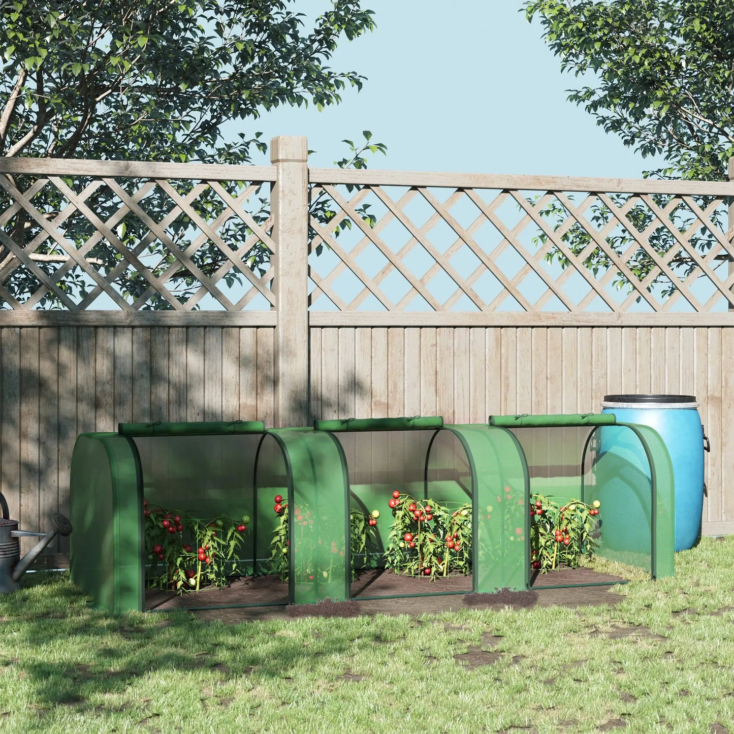 Greenhouse Tunnel With Roll-Up Doors For Backyard