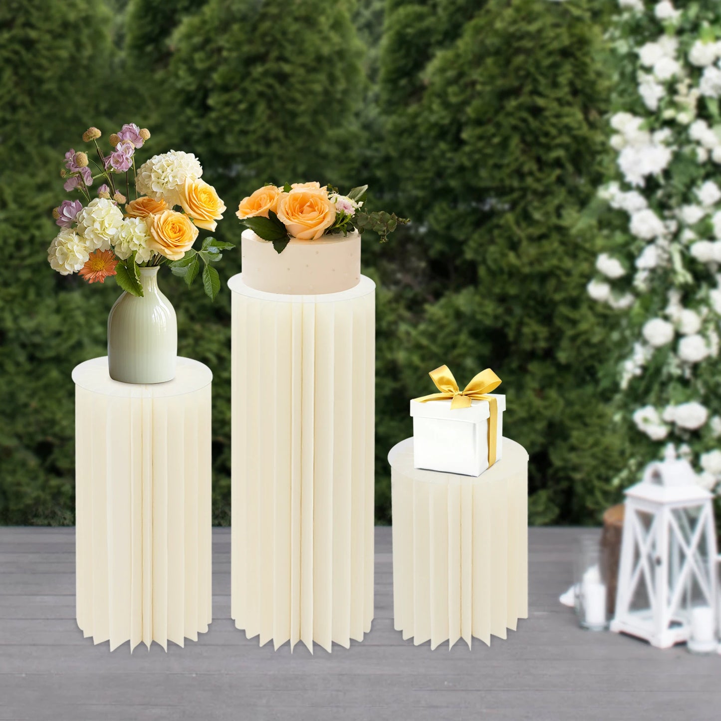 3PCS Wedding Party Flower Stand Cylinder Dessert Table