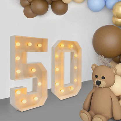 30/40/50/60 Giant Number Led Light 100cm DIY For Holiday Event