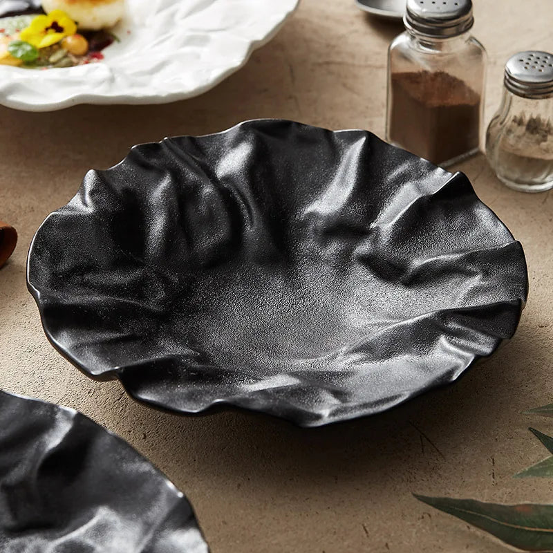 Folding Deep Plate Dishes Ceramic High-Grade Tableware
