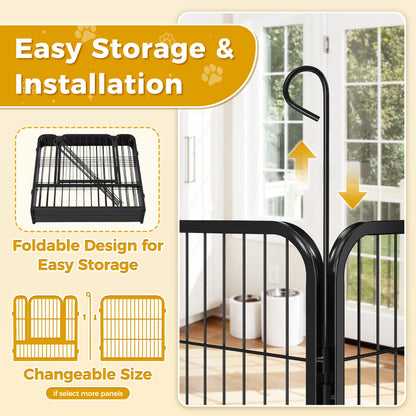 Dog Playpen With Door Outdoor/Indoor Foldable Metal Pet