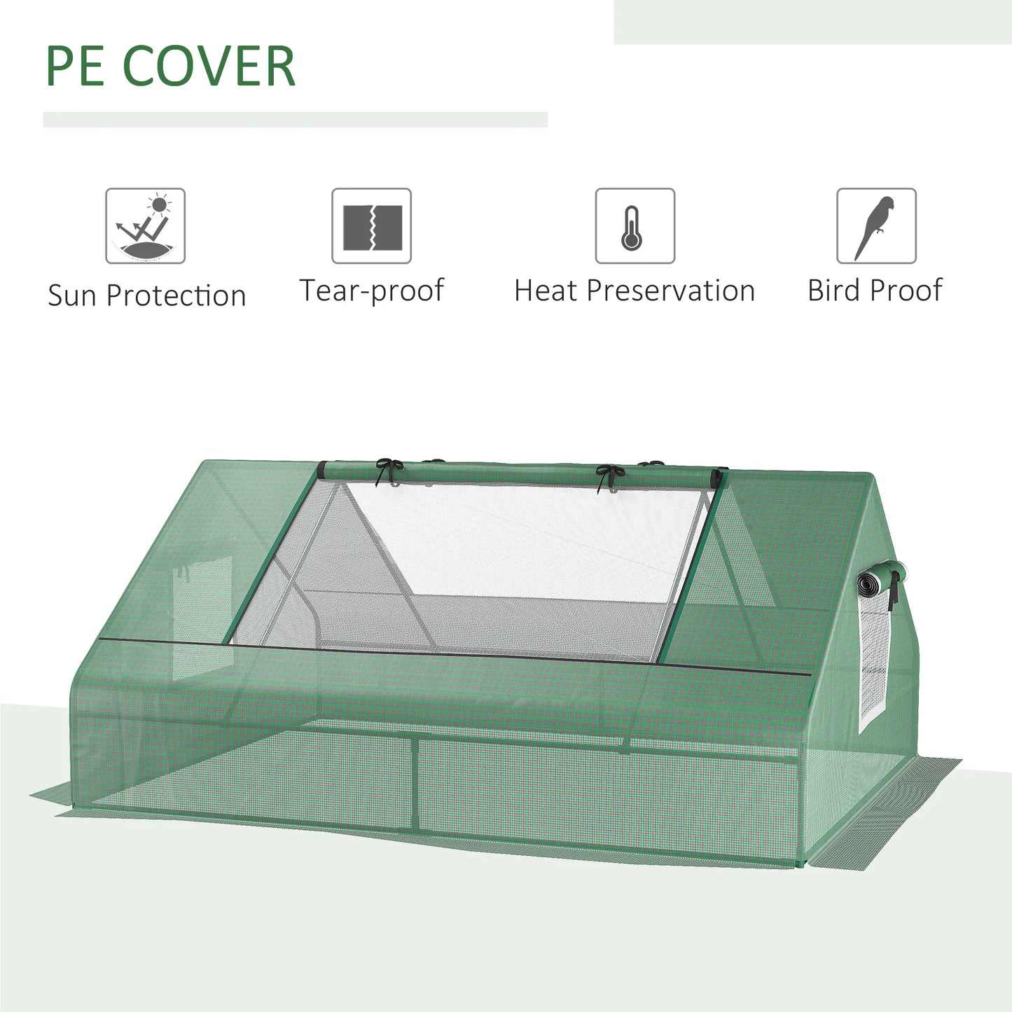 Mini Portable Greenhouse Zippered Windows Door Green