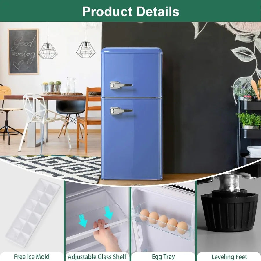 Small Refrigerator With Freezer Retro Adjustable Thermostat