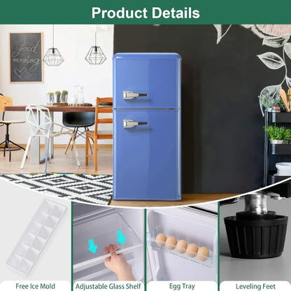 Small Refrigerator With Freezer Retro Adjustable Thermostat