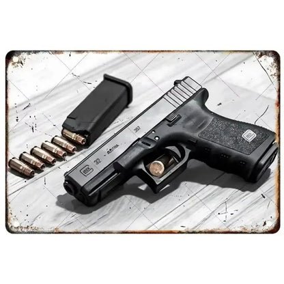 Pistol Metal Signs Military Flair Bar & Club