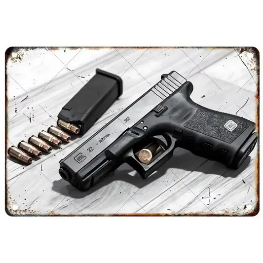 Pistol Metal Signs Military Flair Bar & Club